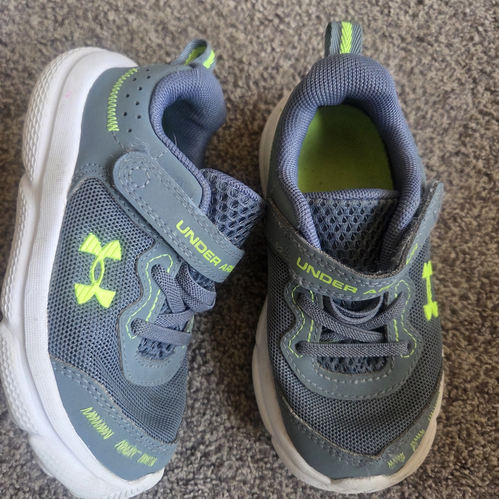 Under Armour Kids' Sneakers in Gray and Neon Green